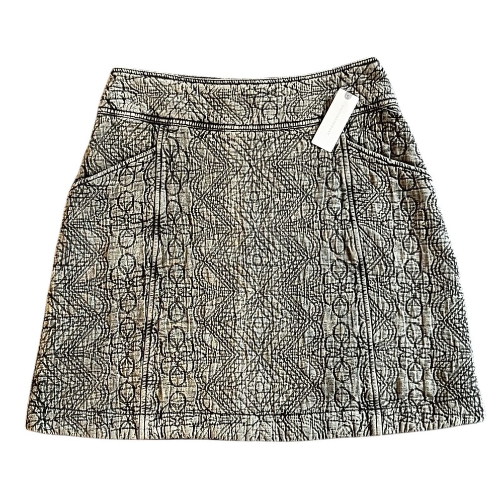 Anthropology Textured Patterned Gray Mini Skirt